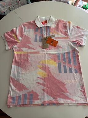 Nike Men’s Pink, Yellow & Blue Graphic Polo Shirt